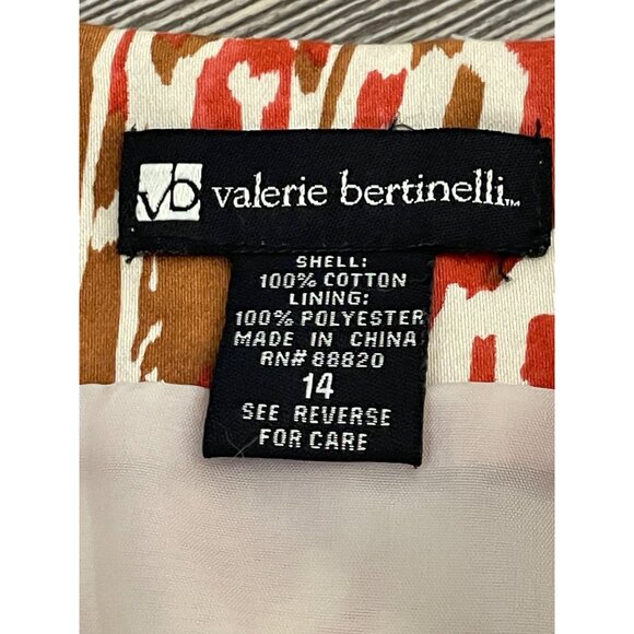 Valerie Bertinelli Red & White Ikat Print Skirt Size 14 100% Cotton #V-5-11-10 - Picture 3 of 4